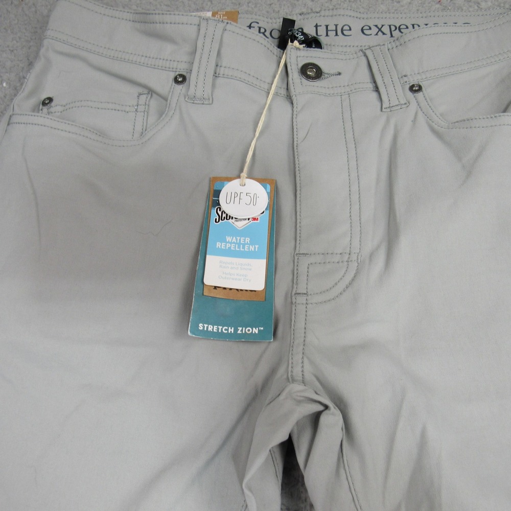 Prana Mens Stretch Zion Slim Fit Pants Gray Water Repellent UPF 50 32x34 NEW - Picture 2 of 10
